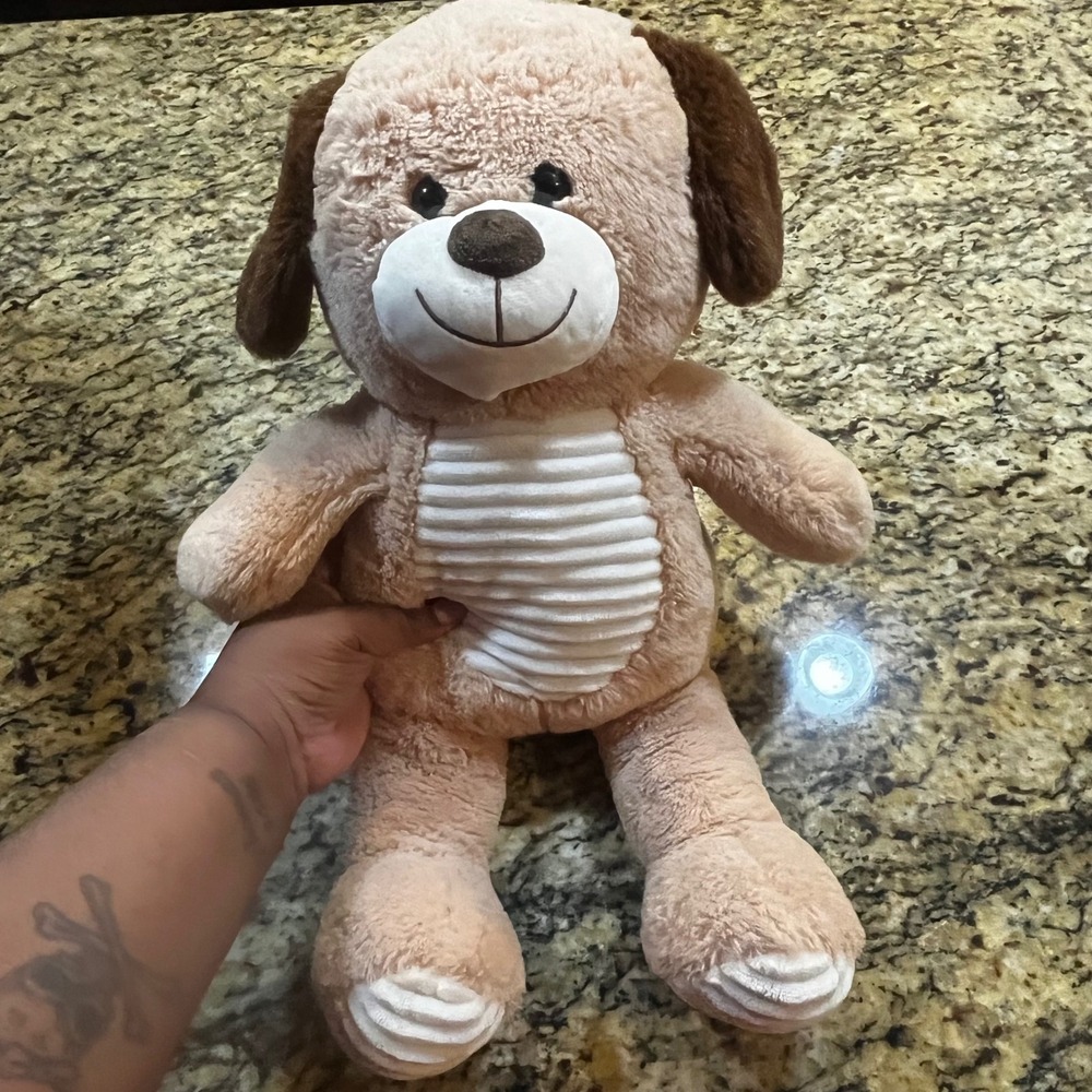 Kellytoy Plush Puppy Dog Tan Brown Ribbed Belly Stuffed Animal 19 inch 2018